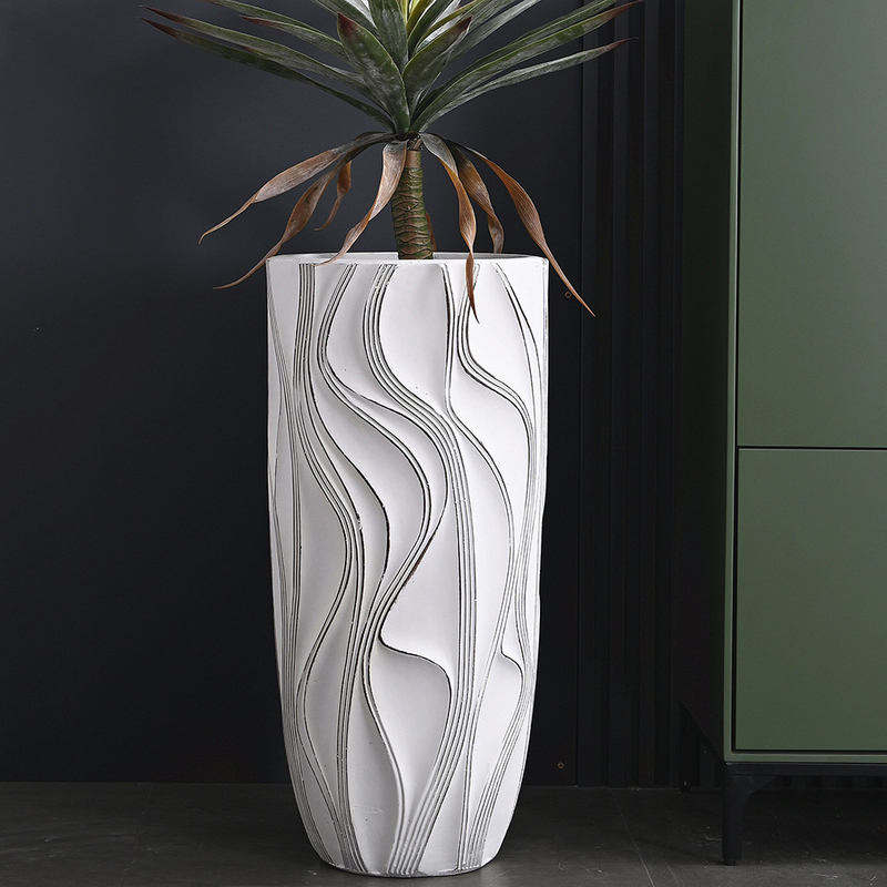 Manufacturer Direct Supply Tall White Indoor Fiberglass Planter for Front Porch