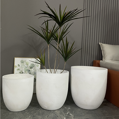 white garden flower pots