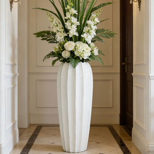 Silver Artificial Flower Planting Pots for Garden Decoration