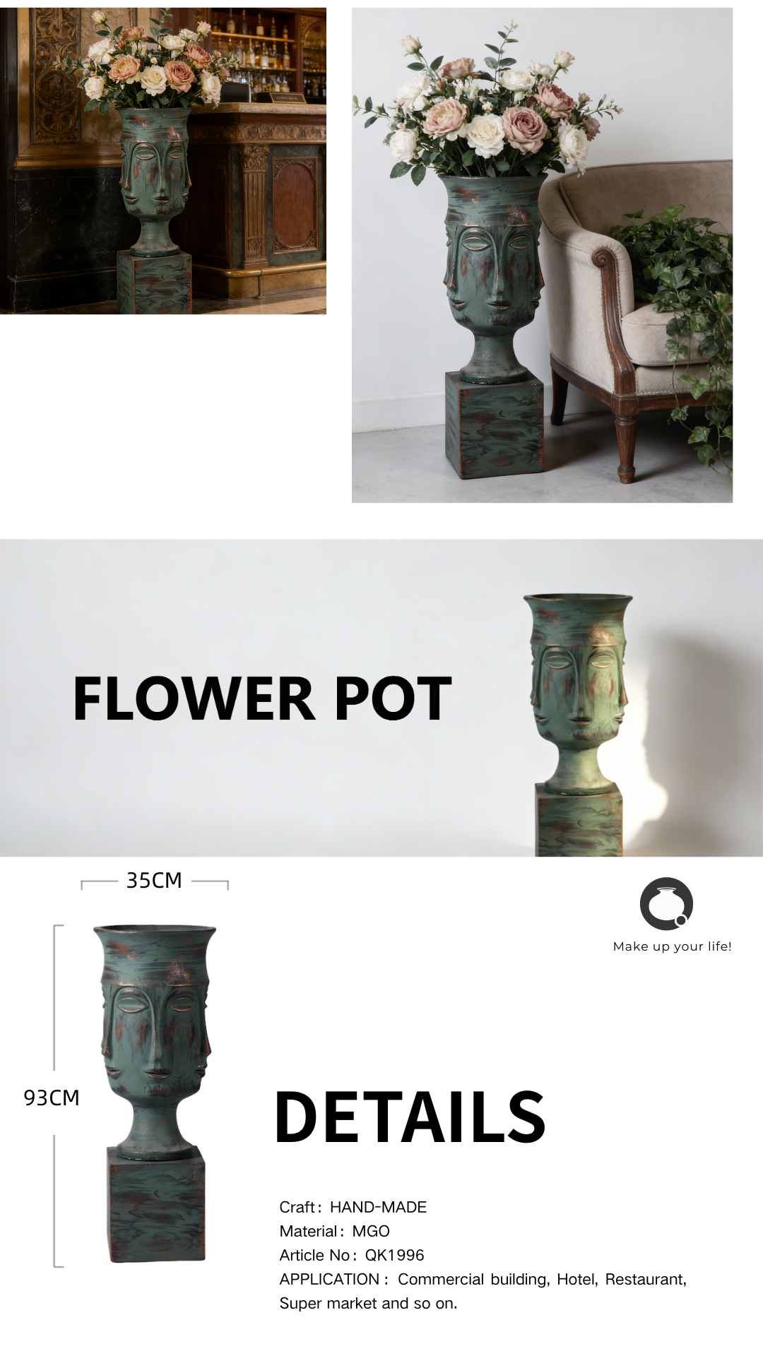 contemporary fiberglass flower container