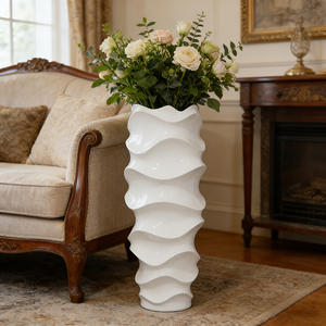 Maceta De Fibra De Vidrio Con Forma Ondulada Para Decoración De Jardín