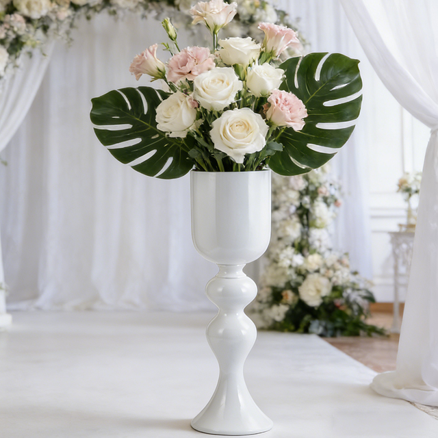 Hot Selling High Quality Glossy White Nordic Office Fiberglass Planter Pot