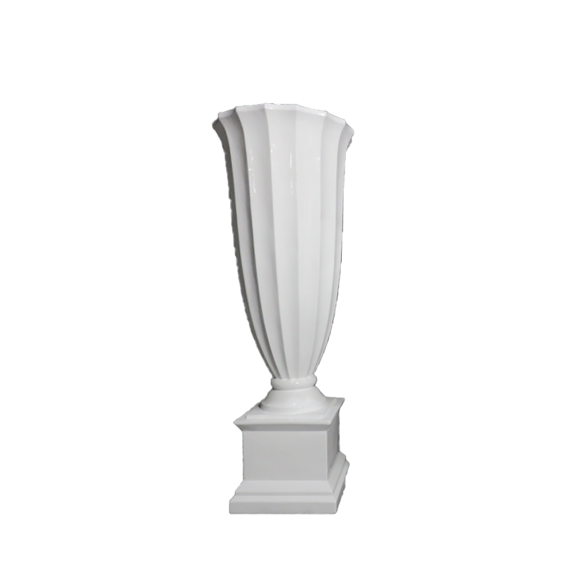 Aritificial Glossy White Fiberglass Flower Floor Planter Flower Pot for Indoor Decor