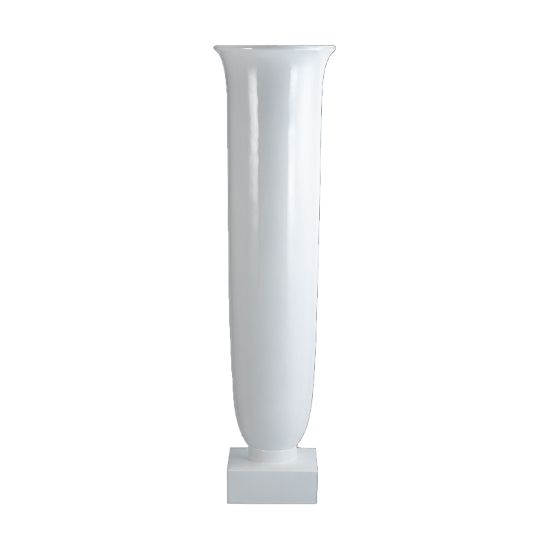 Glossy White Tall Fiberglass Flower Planting Pots for Office Decoration