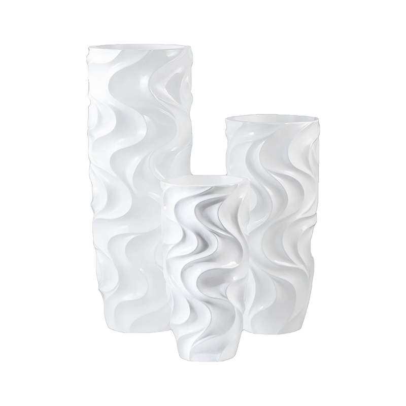 Glossy White Distorted Shaped Fiberglass Plant Pot for Home Decoration