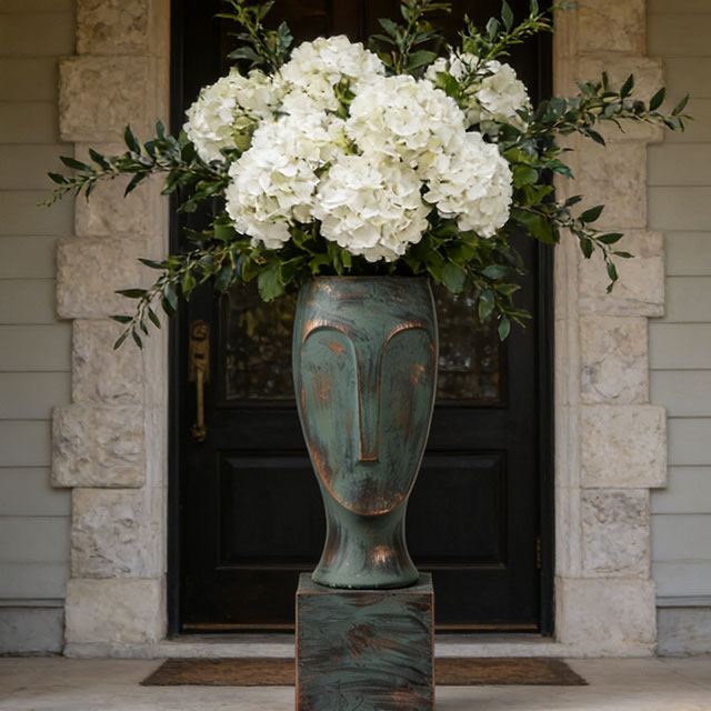 Archaize Human Face Fiberglass Indoor Planting Pots for Interior Decoration 