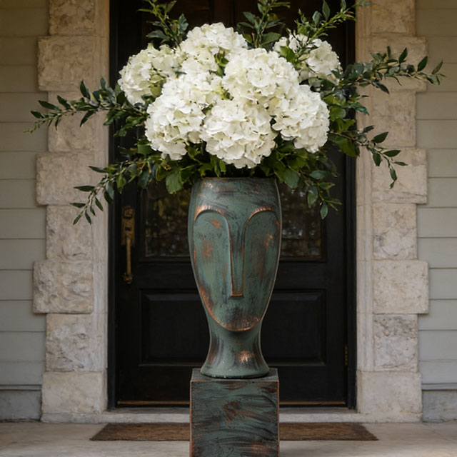 Archaize Human Face Fiberglass Indoor Planting Pots for Interior Decoration 