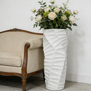 White Modern Fibreglass Planters for Wholesale Office Decoration with Big Size