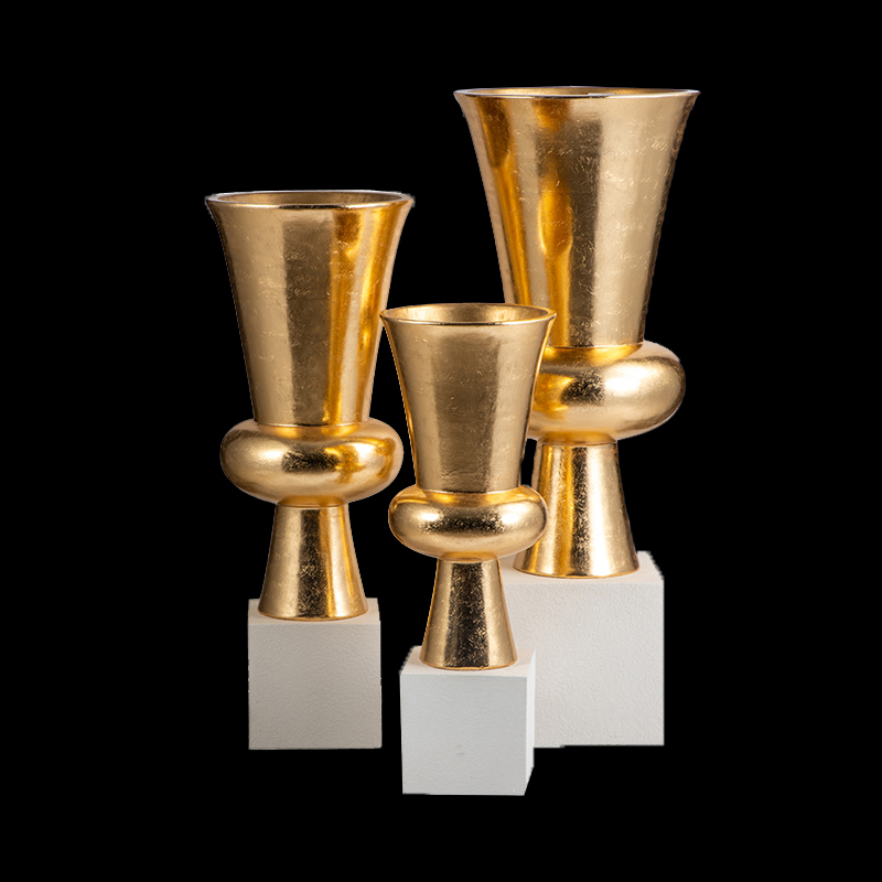 Nordic Trumpet Rose Gold Vase Fiberglass Planters 