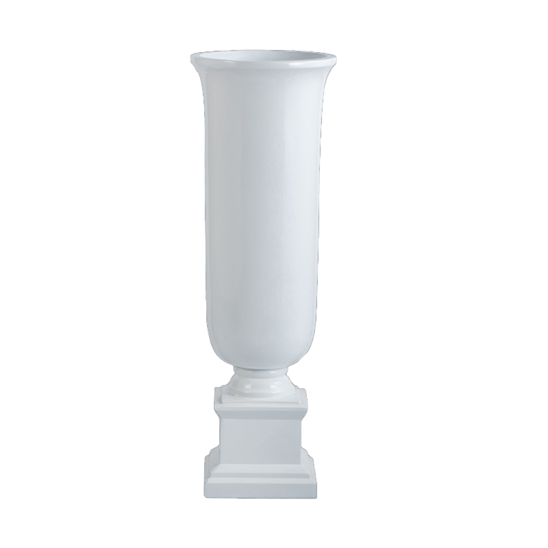 Nordic Glossy White Indoor Fiberglass Flower Planters for Office Decor