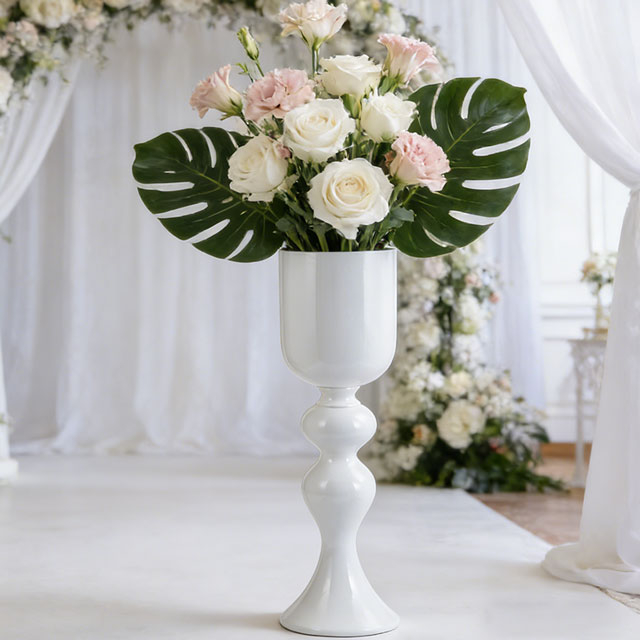 Hot Selling High Quality Glossy White Nordic Office Fiberglass Planter Pot
