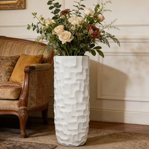 Artificial White Flower Planting Pots for Indoor Decoration