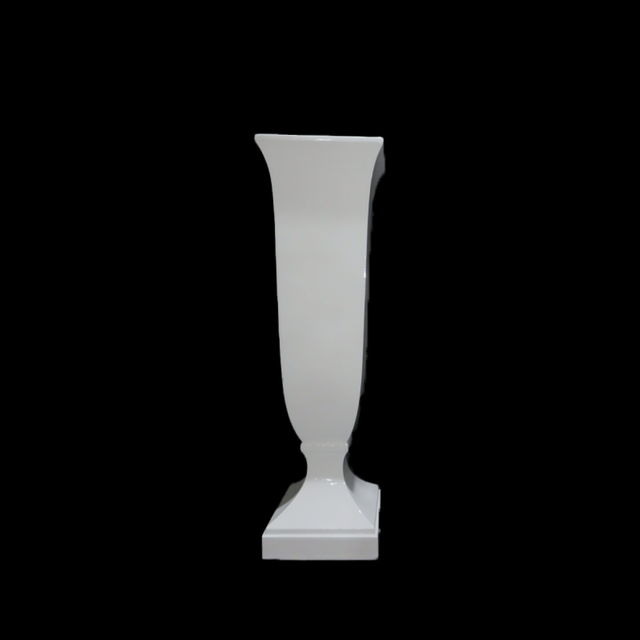 Square Cup Shape Glossy White Fiberglass Planter for Indoor Decoration 