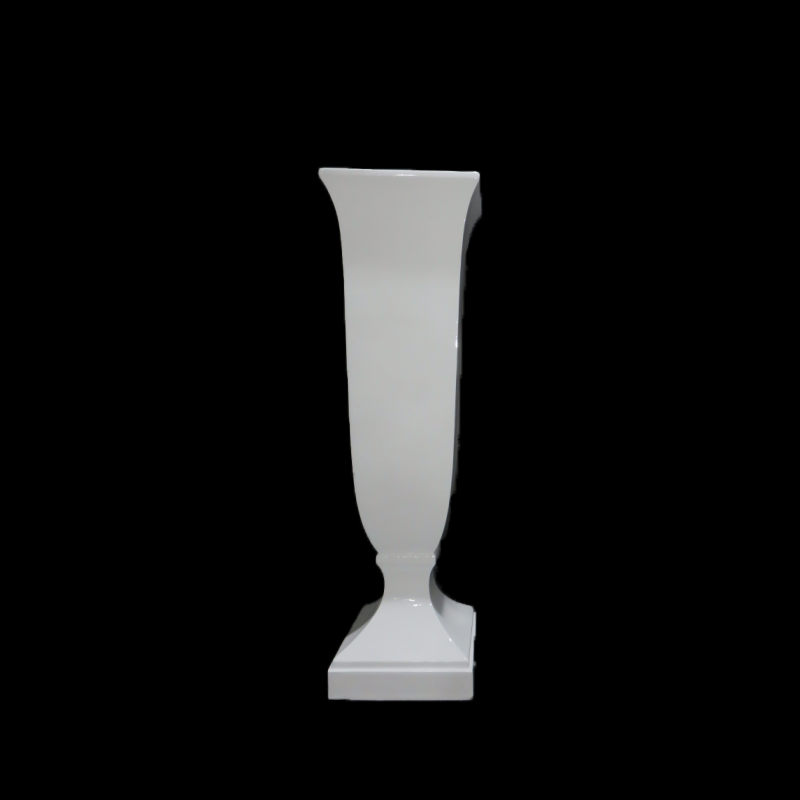 Square Cup Shape Glossy White Fiberglass Planter for Indoor Decoration 