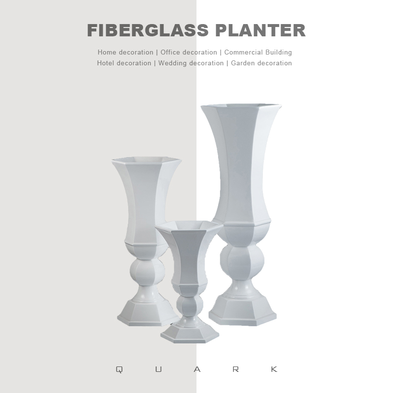Cup Shaped Tall Trumpet Fiberglass Flower Planters for Office Decoration