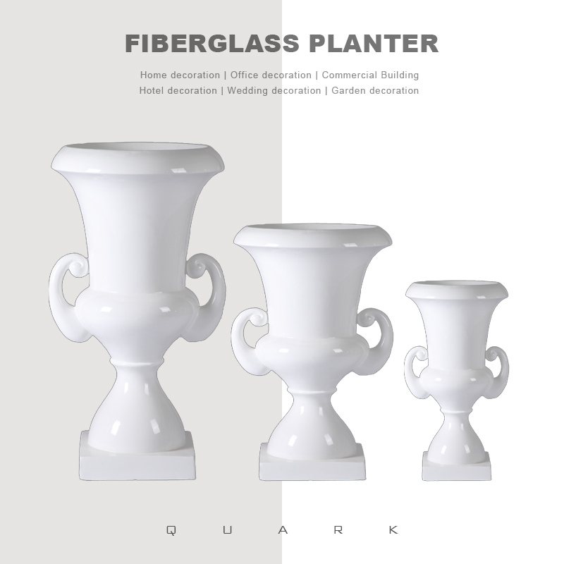 Round Cup Shaped Fiberglass Flower Flower Planting Pots for Office Decoration 