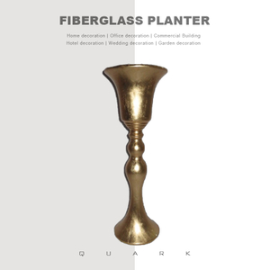 Gold Cup Shaped Fiberglass Flower Planter for Office Decoration 