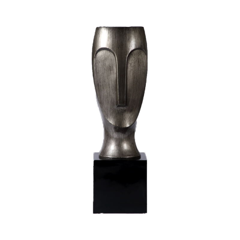 Human Face Decorative Black Planting Pots for Interior Decoration 