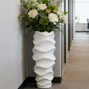 Maceta De Fibra De Vidrio Con Forma Ondulada Para Decoración De Jardín