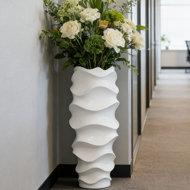 Maceta De Fibra De Vidrio Con Forma Ondulada Para Decoración De Jardín