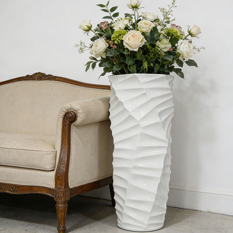 White Modern Fibreglass Planters for Wholesale Office Decoration with Big Size