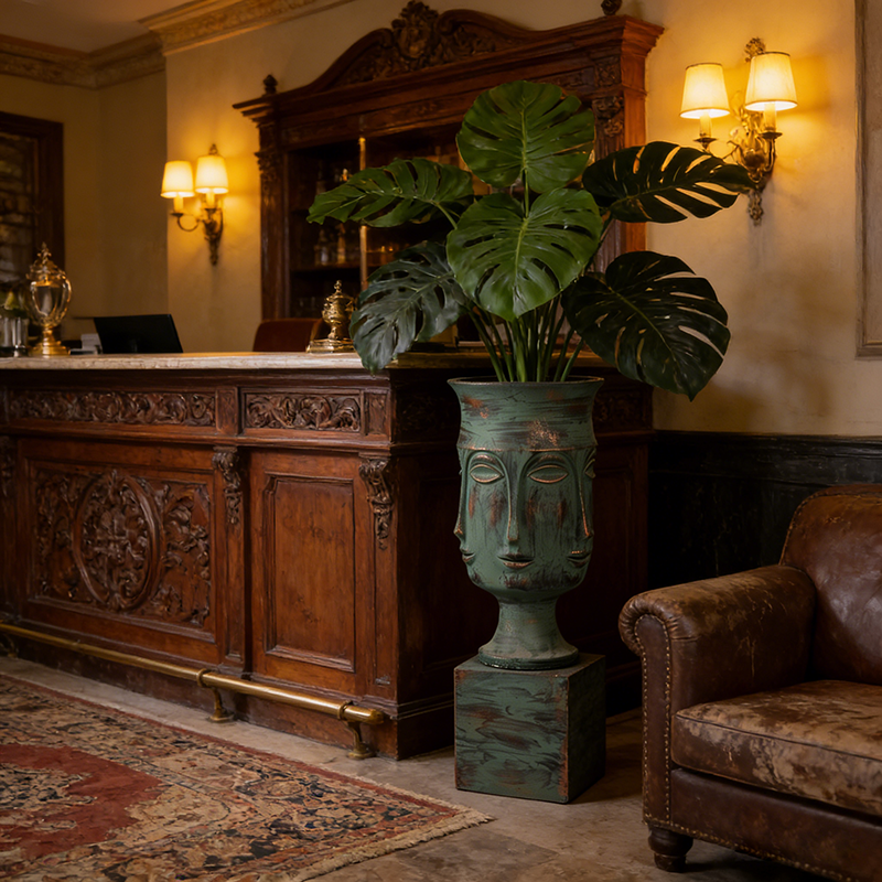 Frosted white Face Fiberglass Indoor Plant Vase for Interior Decoration 