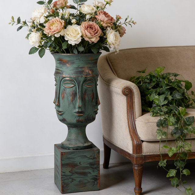 Frosted white Face Fiberglass Indoor Plant Vase for Interior Decoration 