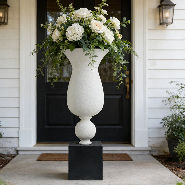 Glossy White Flower Indoor Planter Vase for Garden Decoration 