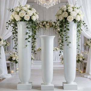 Glossy White Fiberglass Planting Pots for Home Decoration