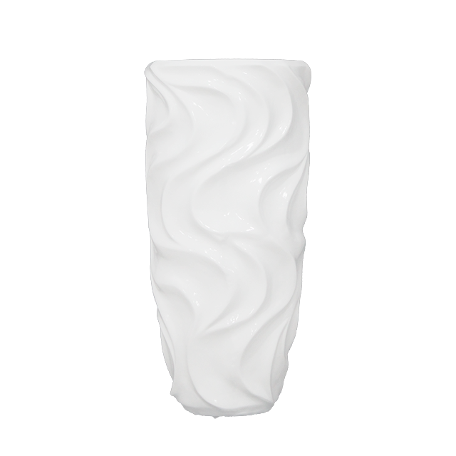 Glossy White Distorted Shaped Fiberglass Plant Pot for Home Decoration