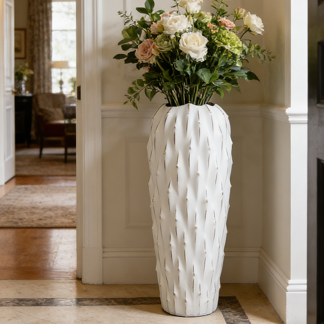 small mouth tall Artificial office lobby vase for entryway