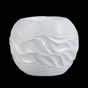 Ball Shape Wavy Pattern Fiberglass Table Flower Vases for Office Decoration