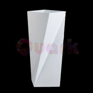 Glossy White Geometric Shaped Fiberglass Plant Pot for Commercial Building