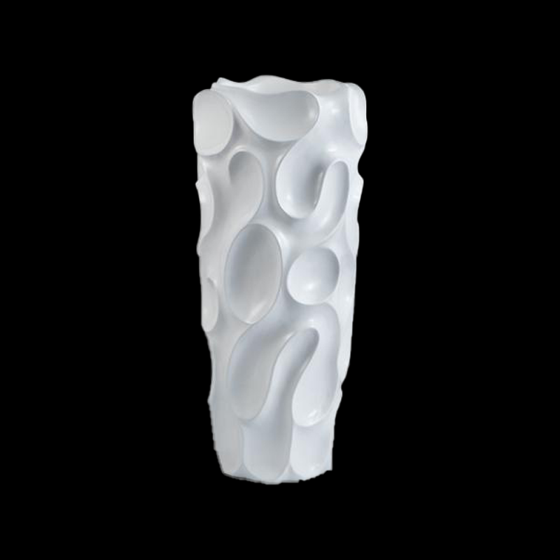 Glossy White Fiberglass Planting Pot for Home Decor