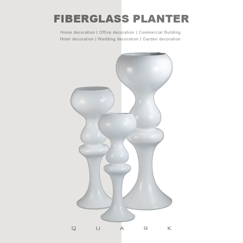 Round Shaped Fiberglass Flower Planter Pot for Office Decoration