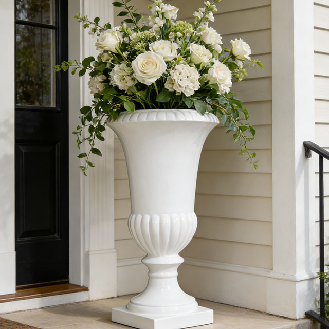 Cup Shape Handcrafted Cement Vase for Patio Garden