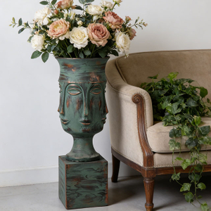 Frosted white Face Fiberglass Indoor Plant Vase for Interior Decoration 