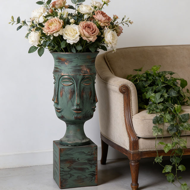 Frosted white Face Fiberglass Indoor Plant Vase for Interior Decoration 