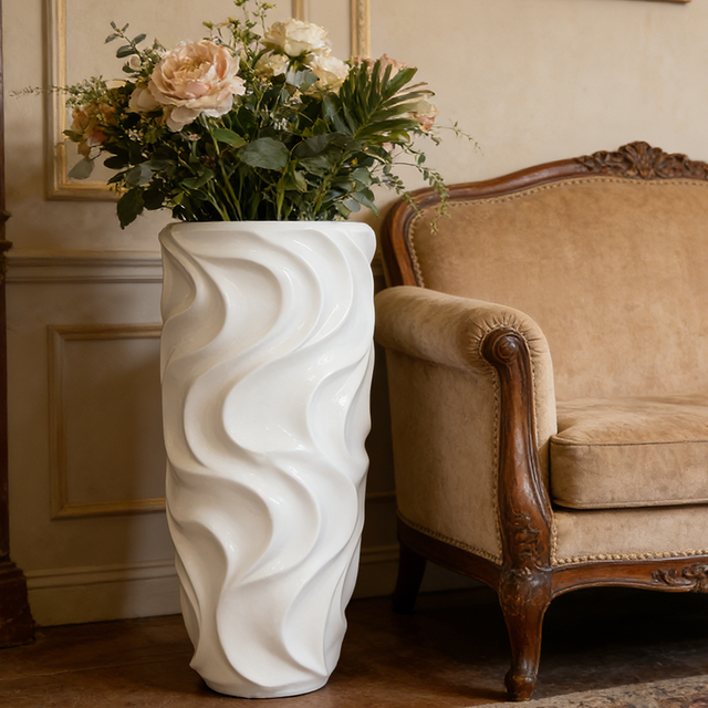 oversized oval shaped floor patio cement planter for hotel lobby