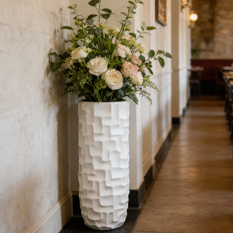 Artificial White Flower Planting Pots for Indoor Decoration