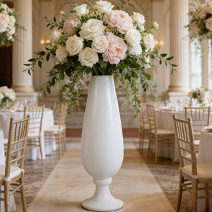 Modern White Fiberglass Flower Planting Pots for Home Decoration 