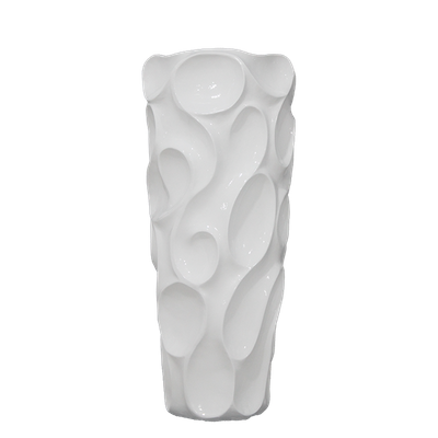 Glossy White Fiberglass Planting Pot for Home Decor