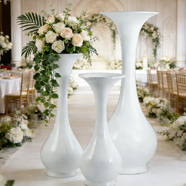 Shaped Glossy White Morden Fiberglass Planting Pots for Indoor Decoration 