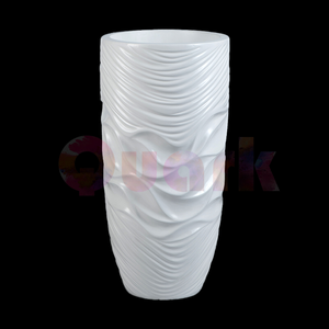 Ripple Shape Glossy White Morden Fiberglass Plant Pot for Home Decoration 