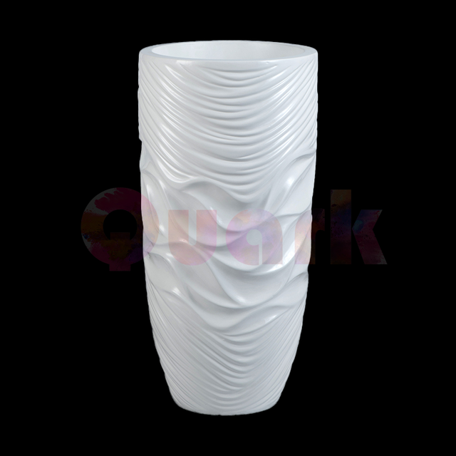 Ripple Shape Glossy White Morden Fiberglass Plant Pot for Home Decoration 