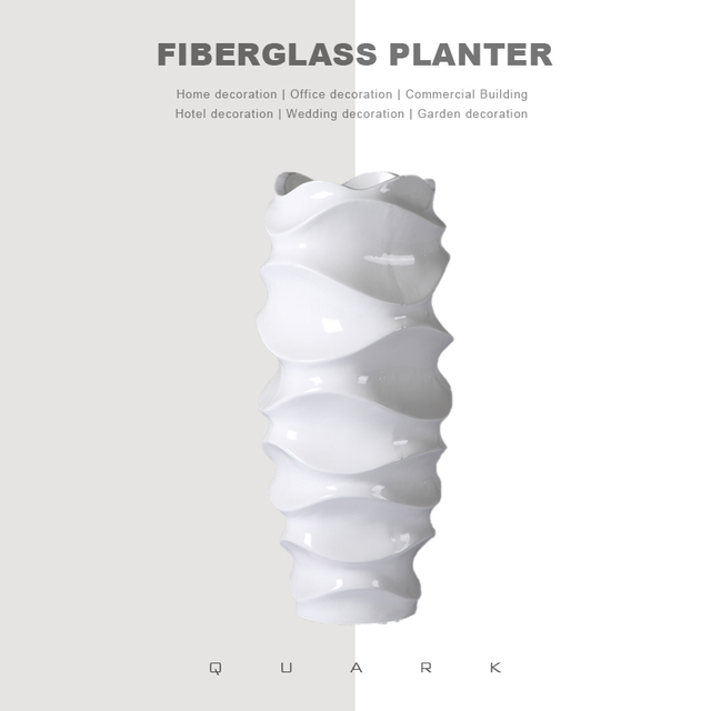 Pot De Plantation De Fleurs En Fibre De Verre En Forme De Vague Artificielle Pour La Décoration De Bureau