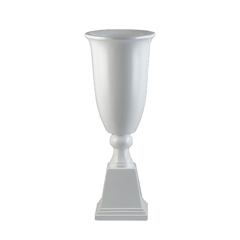 Wholesale Glossy White Round Cup Shaped Fiberglass Garden Planter 