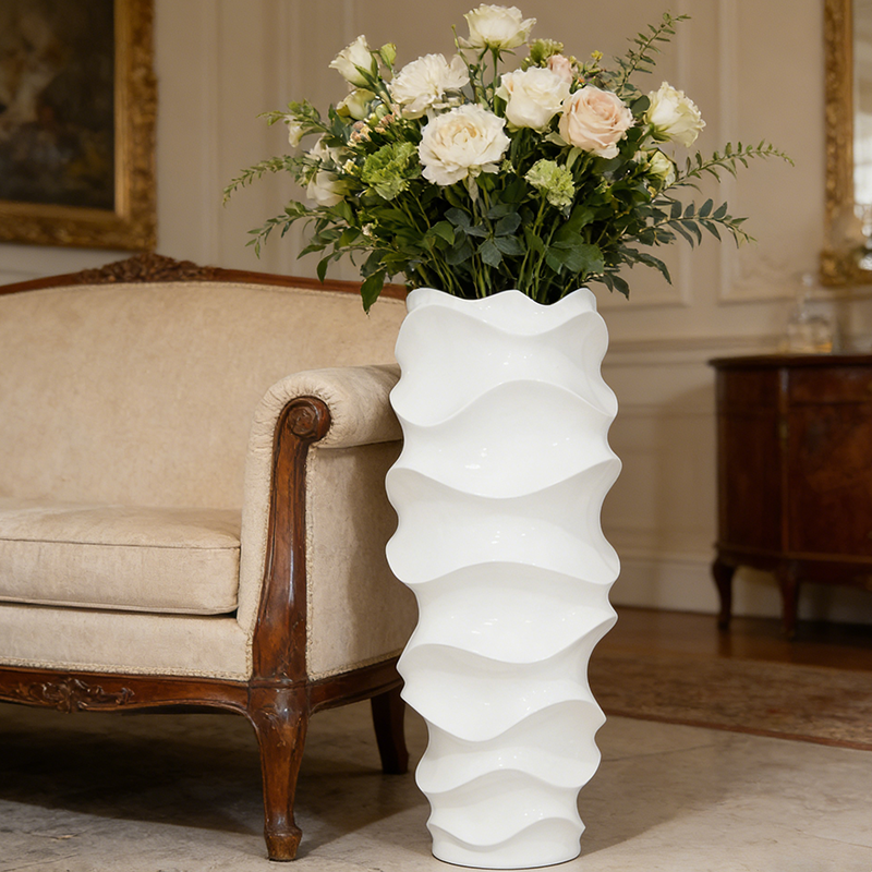 Wavy Shaped Fiberglass Flower Pot for Garden Decoration 