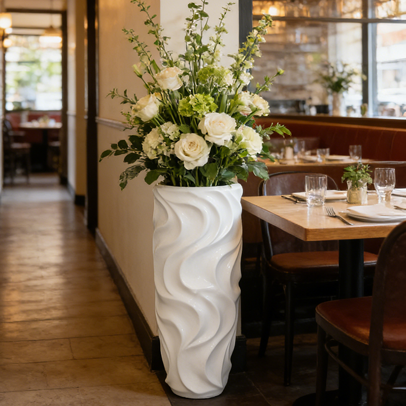 oversized oval shaped floor patio cement planter for hotel lobby