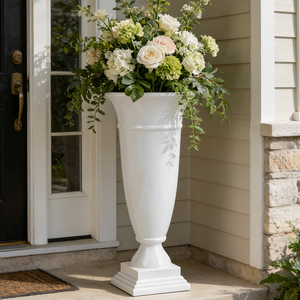 Nordic Round Cup Shaped Fiberglass Tall Planting Vase for Indoor Decor